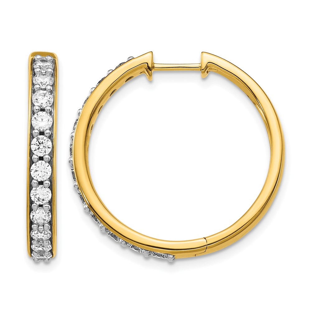 14k Yellow Gold 1 1/2 Ct. Lab Grown Diamond VS/SI+ G+ Hinged Hoop Earrings