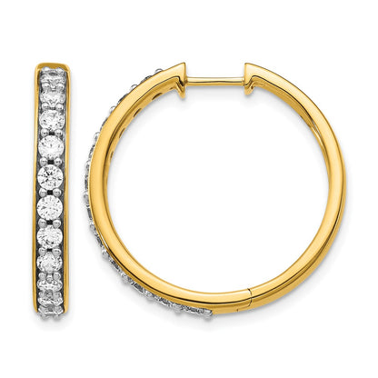 14k Yellow Gold 1 1/2 Ct. Lab Grown Diamond VS/SI+ G+ Hinged Hoop Earrings