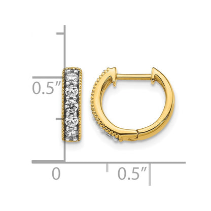 10K Yellow Gold Diamond Milgrain Hinged Hoop Earrings