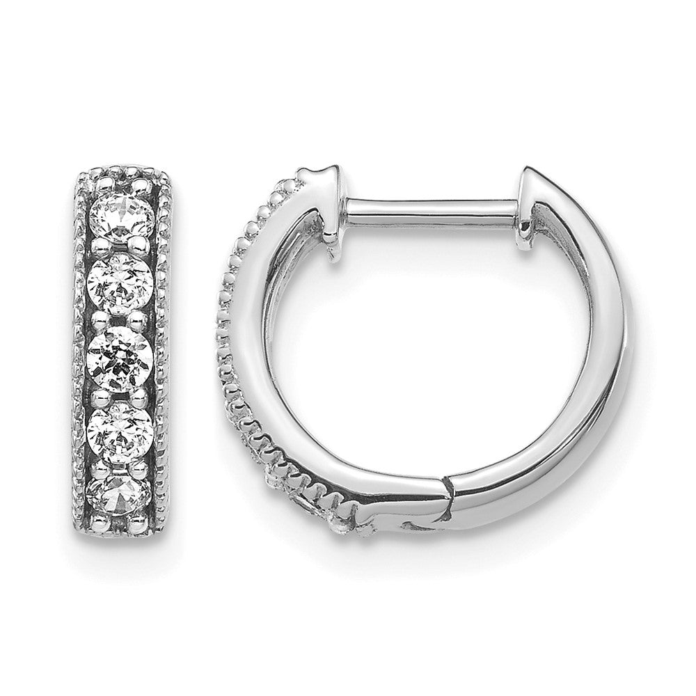 14k White Gold 1/3 Ct. Lab Grown Diamond VS/SI+ G+ Miligrain Hinged Hoop Earrings