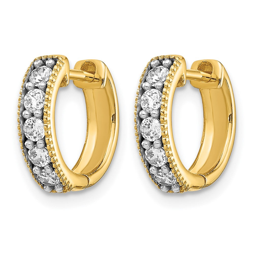 14k Yellow Gold 1/3 Ct. Lab Grown Diamond VS/SI+ G+ Miligrain Hinged Hoop Earrings