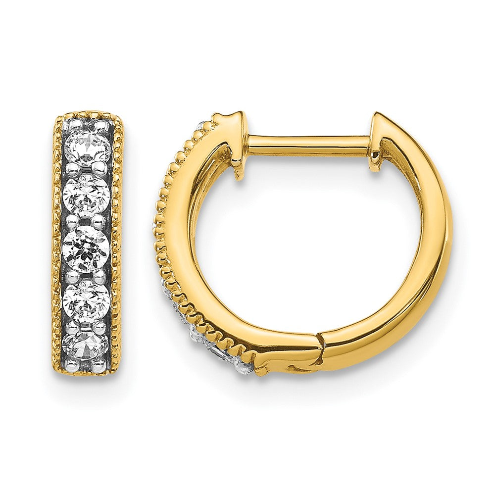 14k Yellow Gold 1/3 Ct. Lab Grown Diamond VS/SI+ G+ Miligrain Hinged Hoop Earrings