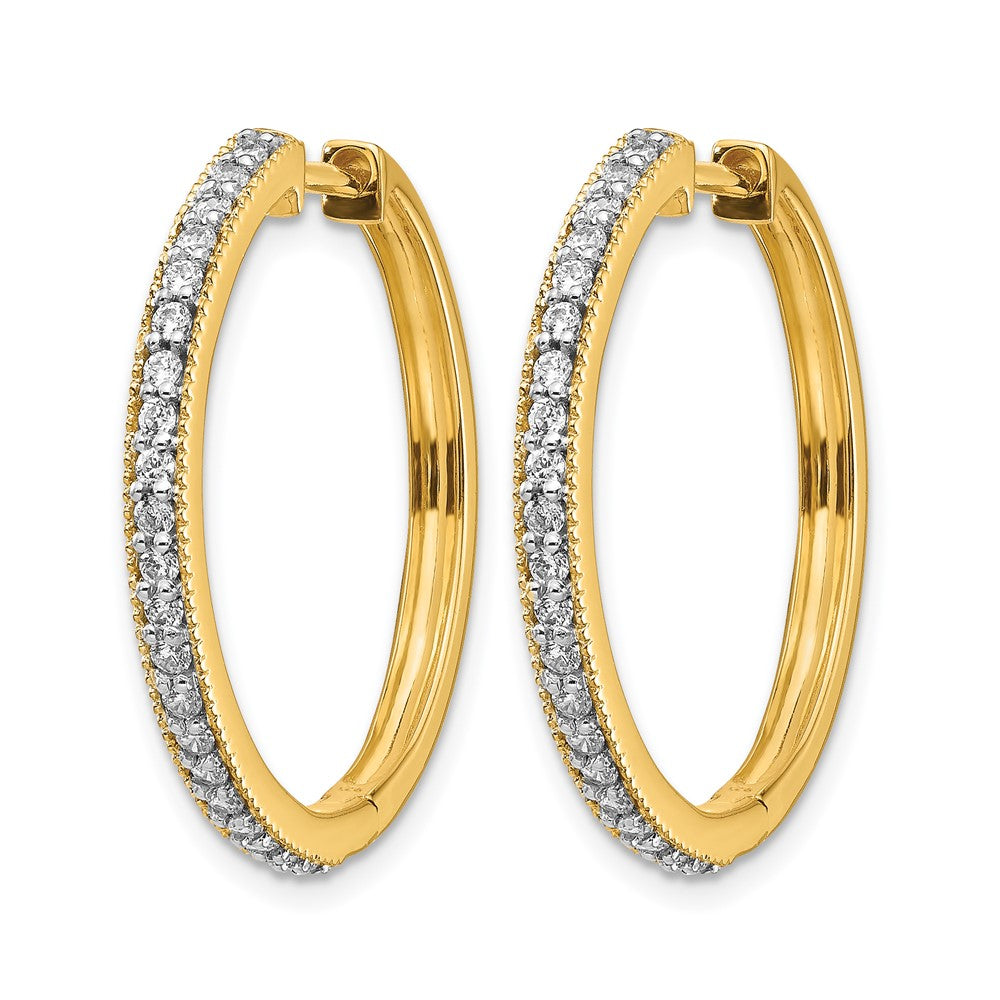 14k Yellow Gold 1/2 Ct. Lab Grown Diamond VS/SI+ G+ Complete Miligrain Hinged Hoop Earrings