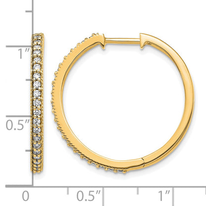 14k Yellow Gold 1/2 Ct. Lab Grown Diamond VS/SI+ G+ Miligrain Hinged Hoop Earrings