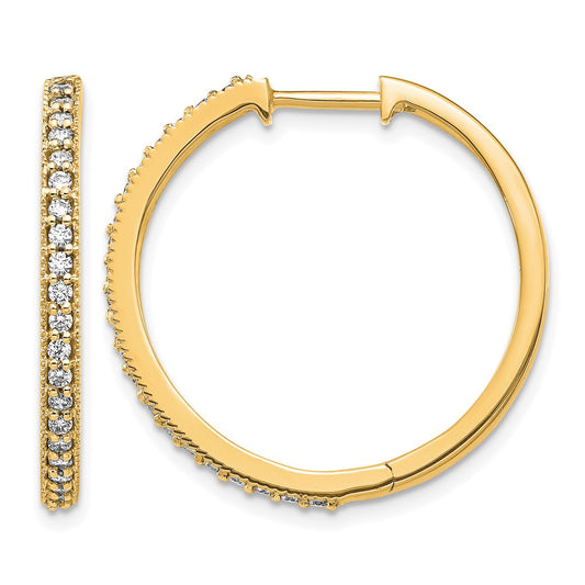 14k Yellow Gold 1/2 Ct. Lab Grown Diamond VS/SI+ G+ Miligrain Hinged Hoop Earrings
