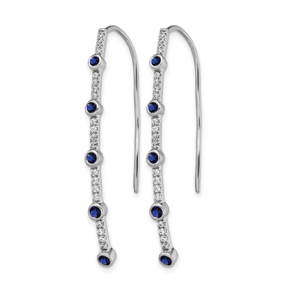 14K White Gold Lab Grown Diamond VS/SI+ G+ Created.Sapphire Threader Earrings