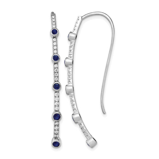 14K White Gold Lab Grown Diamond VS/SI+ G+ Created.Sapphire Threader Earrings