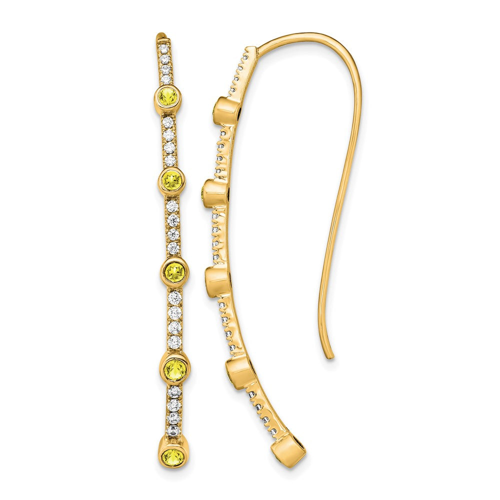 14k Yellow Gold Lab Grown Diamond VS/SI+ G+ Cr.Yellow Sapp Threader Earring