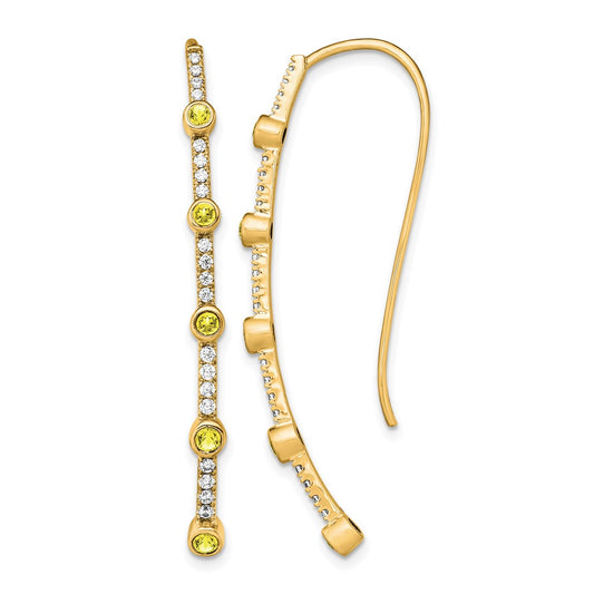 14k Yellow Gold Lab Grown Diamond VS/SI+ G+ Cr.Yellow Sapp Threader Earring