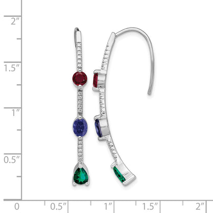14K White Gold Lab Grown Diamond VS/SI+ G+ Created.RU,EM,SA Threader Earrings