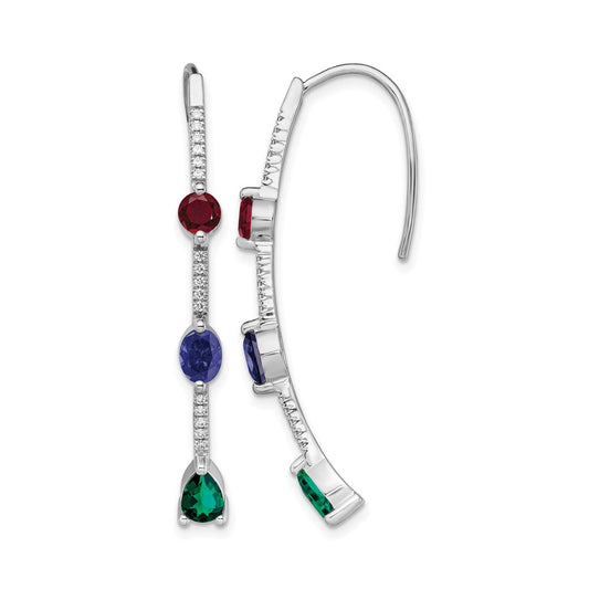 14K White Gold Lab Grown Diamond VS/SI+ G+ Created.RU,EM,SA Threader Earrings