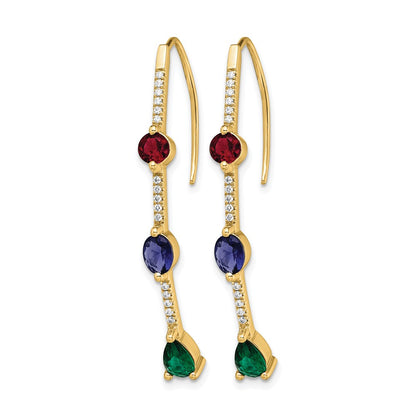 14k Yellow Gold Lab Grown Diamond VS/SI FGH Created.Ru,EM,SA Threader Earrings