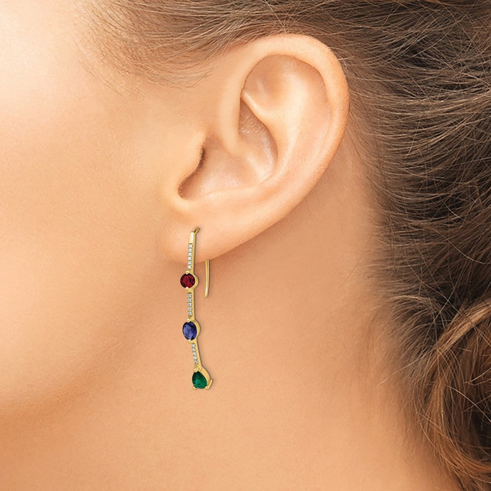 14k Yellow Gold Lab Grown Diamond VS/SI FGH Created.Ru,EM,SA Threader Earrings