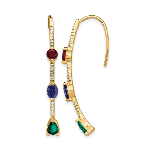 14k Yellow Gold Lab Grown Diamond VS/SI FGH Created.Ru,EM,SA Threader Earrings