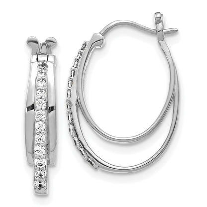 10K White Gold Diamond Hoop Earrings