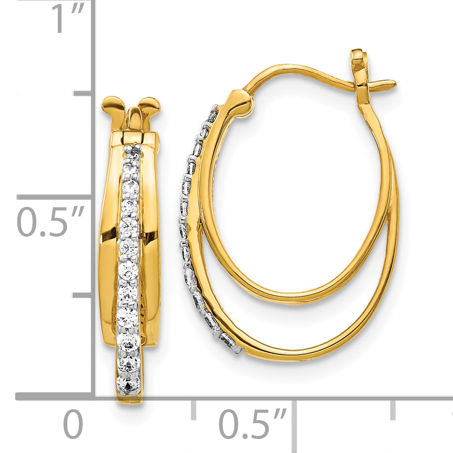 10K Yellow Gold Diamond Hoop Earrings