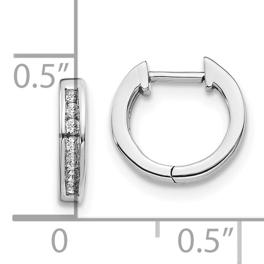 10K White Gold Diamond Hinged Hoop Earrings