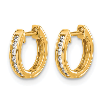 10K Yellow Gold Polished Diamond Hinged Hoop Earrings