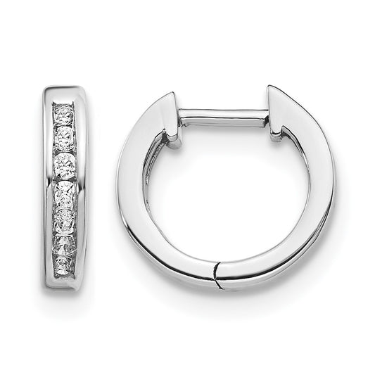 14k White Gold 1/8 Ct. Lab Grown Diamond VS/SI+ G+ Hinged Hoop Earrings