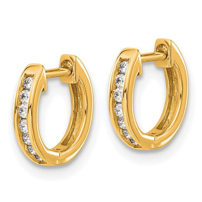 14k Yellow Gold 1/2 Inch Polished Real Diamond Post Hoop Earrings