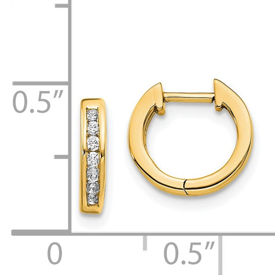 14k Yellow Gold 1/2 Inch Polished Real Diamond Post Hoop Earrings