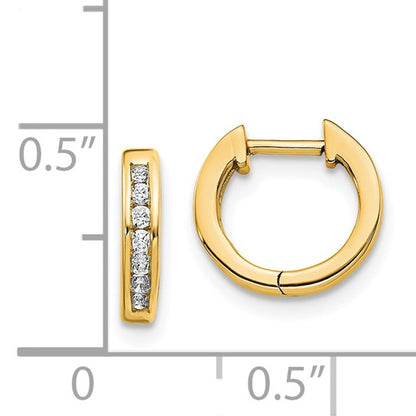 14k Yellow Gold 1/2 Inch Polished Real Diamond Post Hoop Earrings