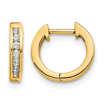 14k Yellow Gold 1/8 Ct. Lab Grown Diamond VS/SI+ G+ Hinged Hoop Earrings