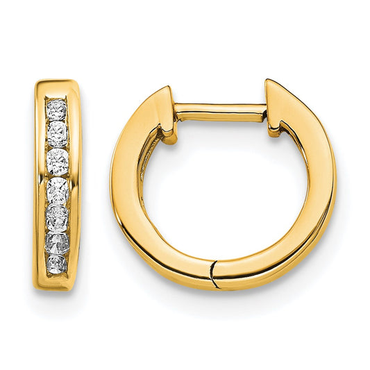 14k Yellow Gold 1/8 Ct. Lab Grown Diamond VS/SI+ G+ Hinged Hoop Earrings