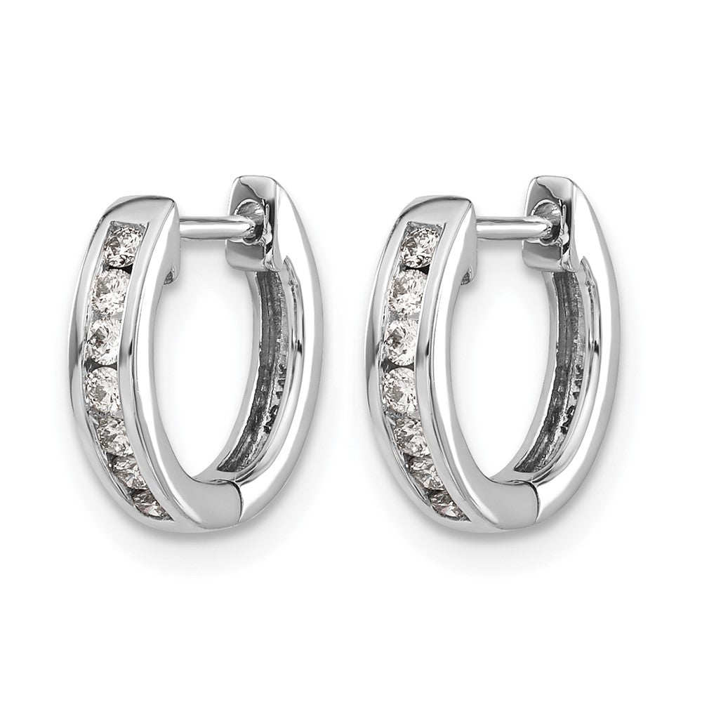 10K White Gold Diamond Hinged Hoop Earrings