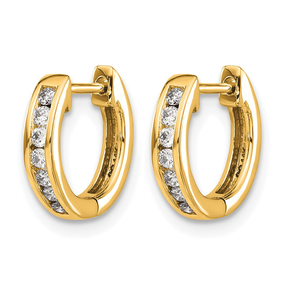 10K Yellow Gold Polished Diamond Hinged Hoop Earrings