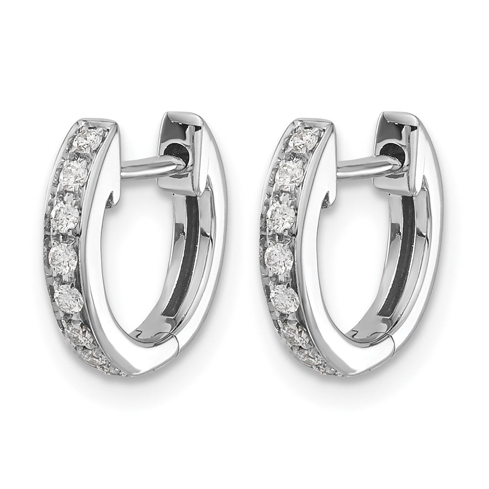 10K White Gold Diamond Hinged Hoop Earrings