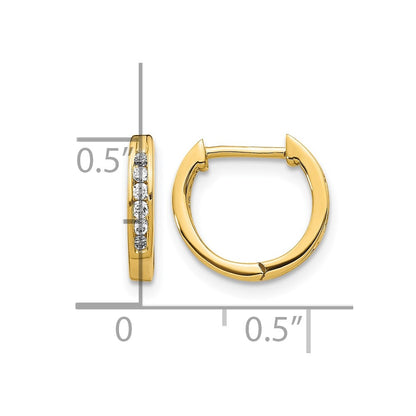 10K Yellow Gold Polished Diamond Hinged Hoop Earrings