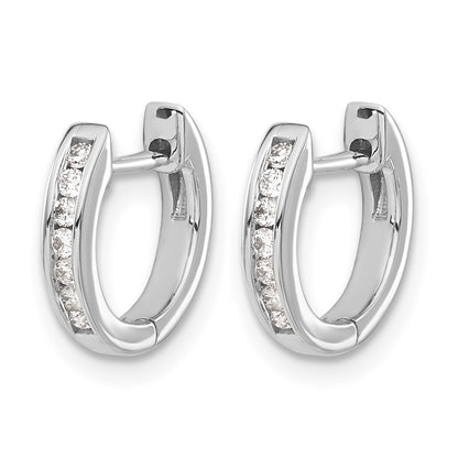 10K White Gold Polished Diamond Hinged Hoop Earrings