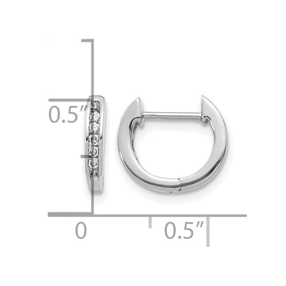 10K White Gold Polished Diamond Hinged Hoop Earrings