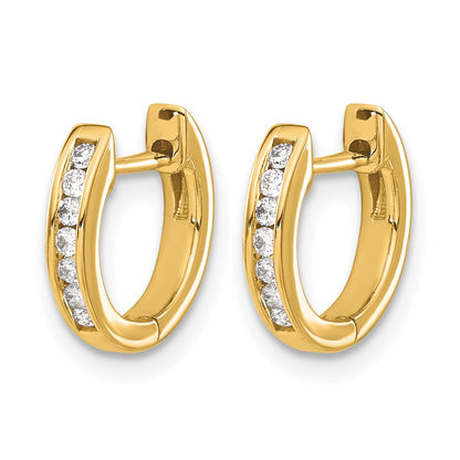 10K Yellow Gold Polished Diamond Hinged Hoop Earrings
