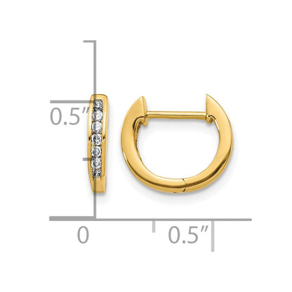 10K Yellow Gold Polished Diamond Hinged Hoop Earrings