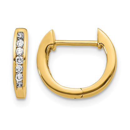 10K Yellow Gold Polished Diamond Hinged Hoop Earrings