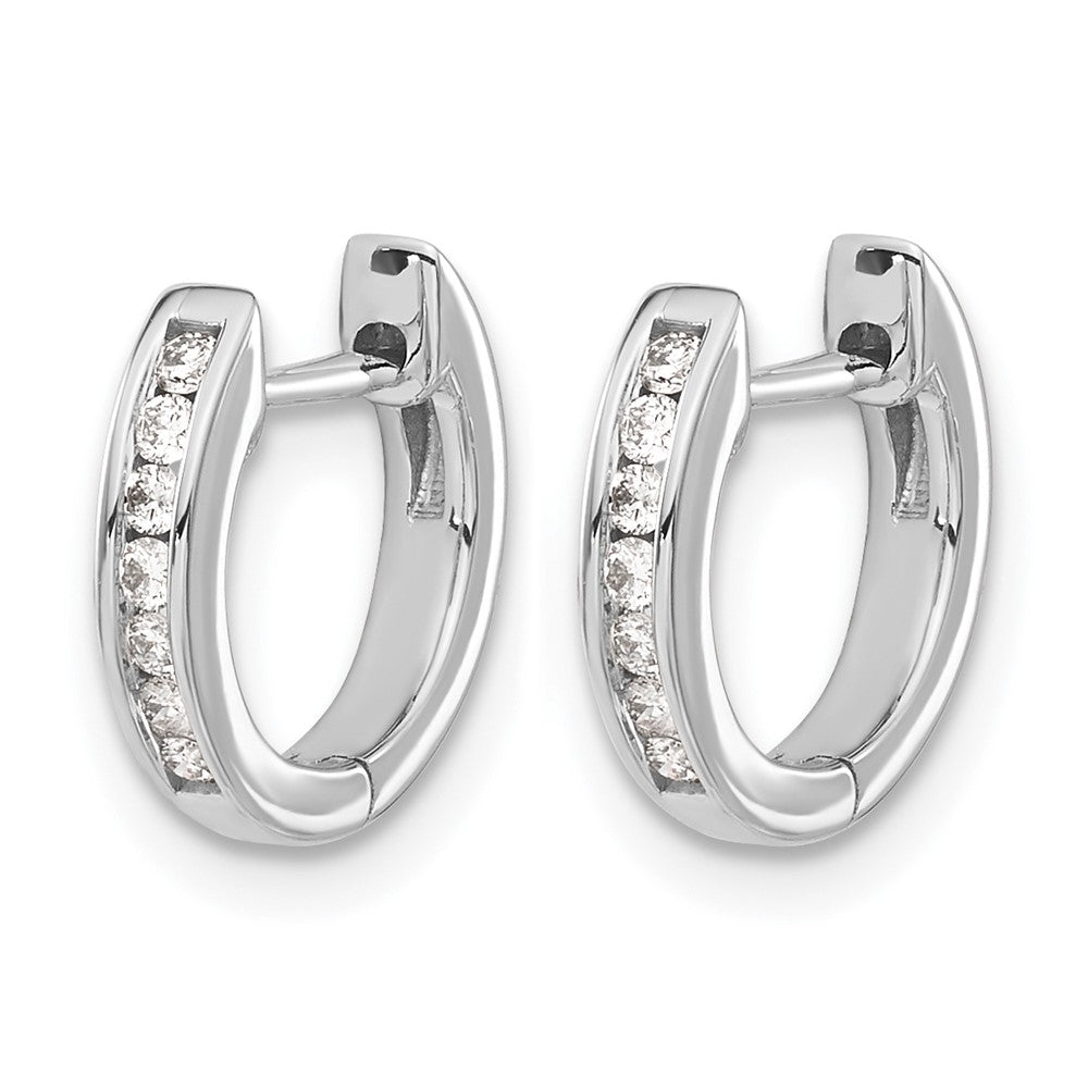 14k White Gold 1/8 Ct. Lab Grown Diamond VS/SI+ G+ Hinged Hoop Earrings