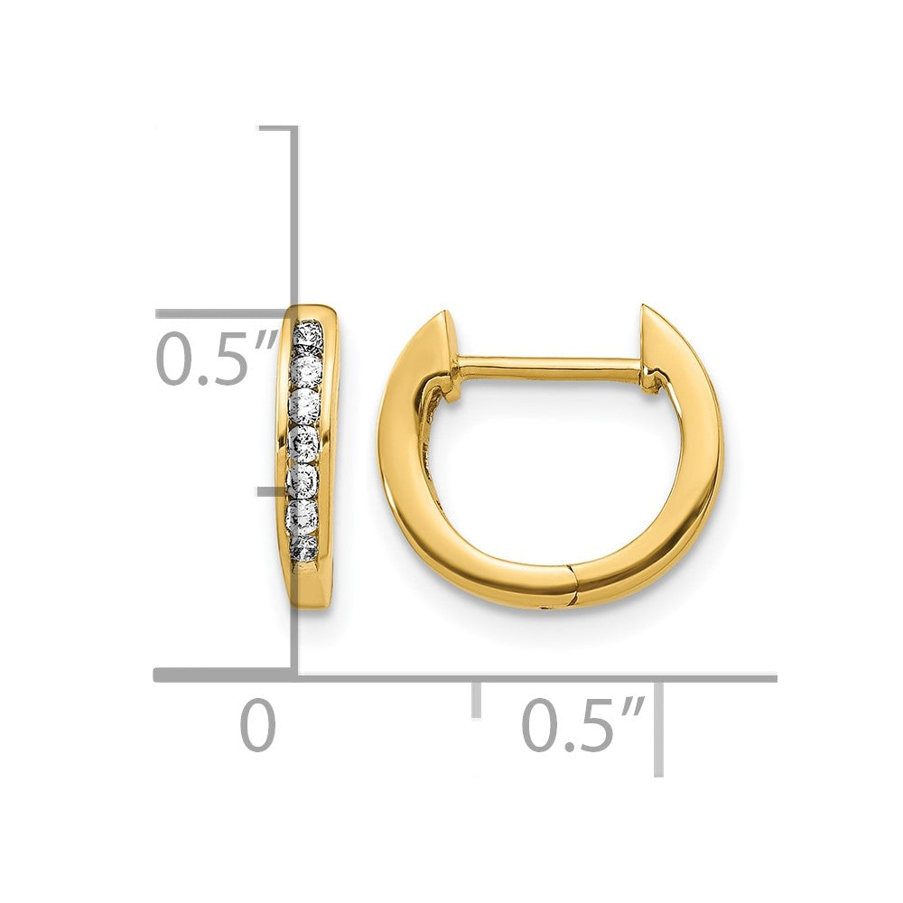 14k Yellow Gold 1/8 Ct. Lab Grown Diamond VS/SI+ G+ Hinged Hoop Earrings