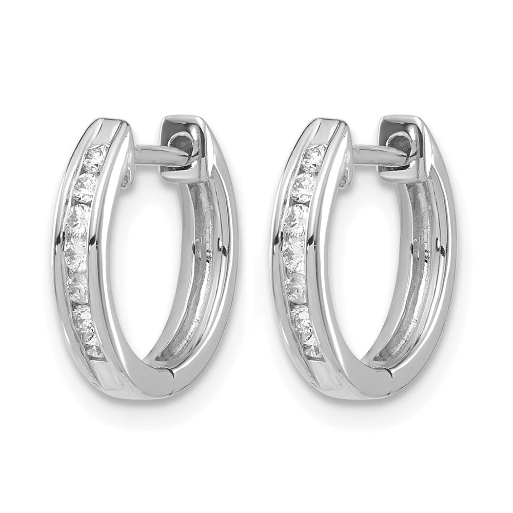 10K White Gold Diamond Hinged Hoop Earrings