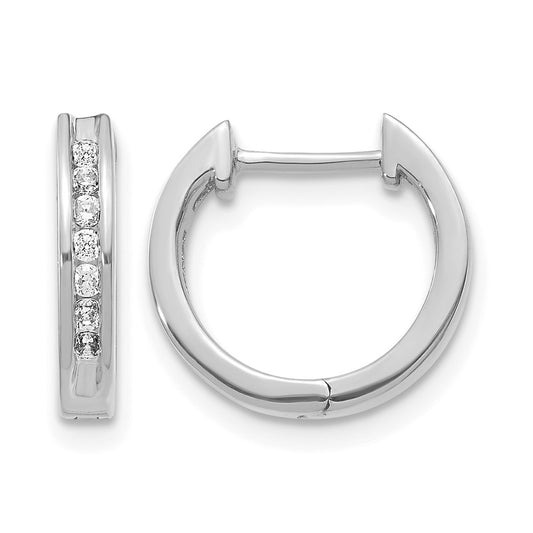 10K White Gold Diamond Hinged Hoop Earrings
