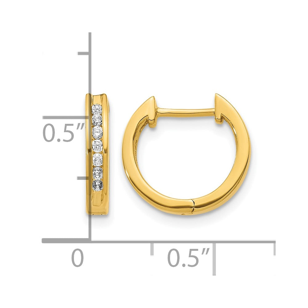 10K Yellow Gold Diamond Hinged Hoop Earrings