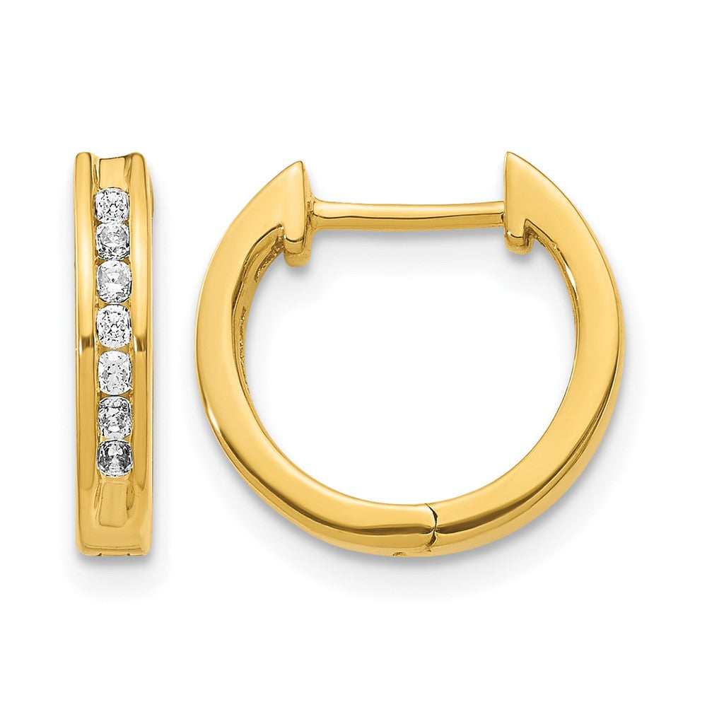 10K Yellow Gold Diamond Hinged Hoop Earrings