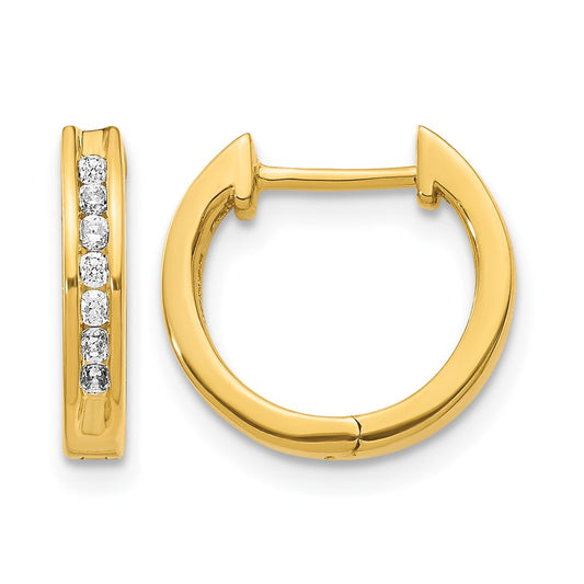10K Yellow Gold Diamond Hinged Hoop Earrings