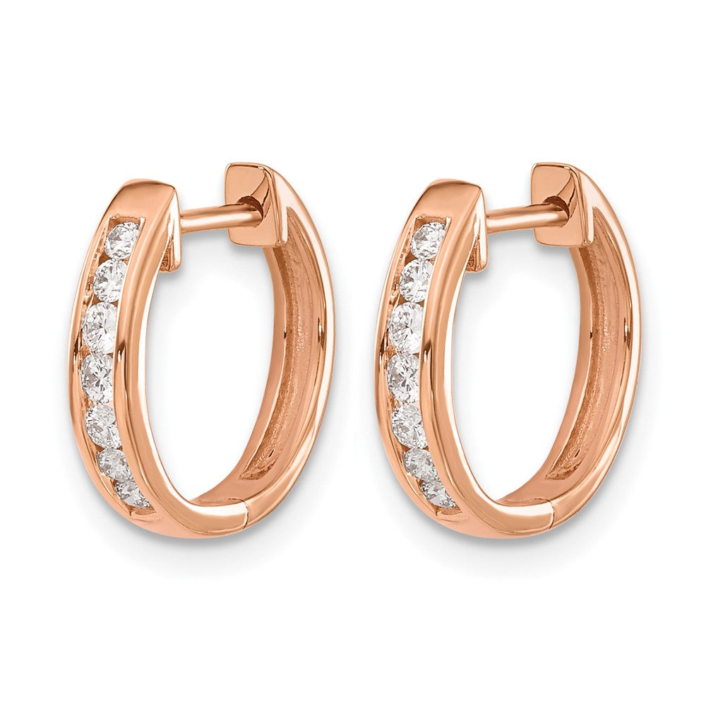 10K Rose Gold Diamond Hinged Hoop Earrings