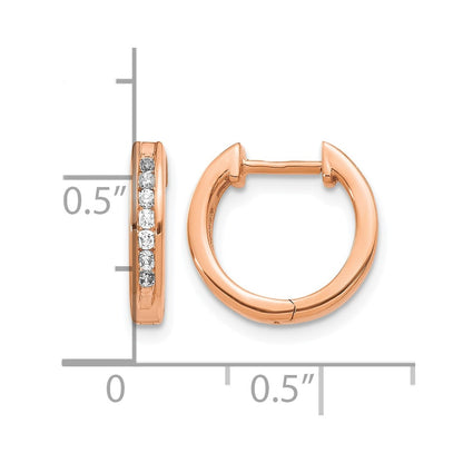10K Rose Gold Diamond Hinged Hoop Earrings