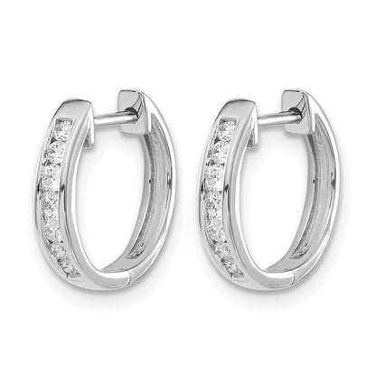 10K White Gold Diamond Hinged Hoop Earrings