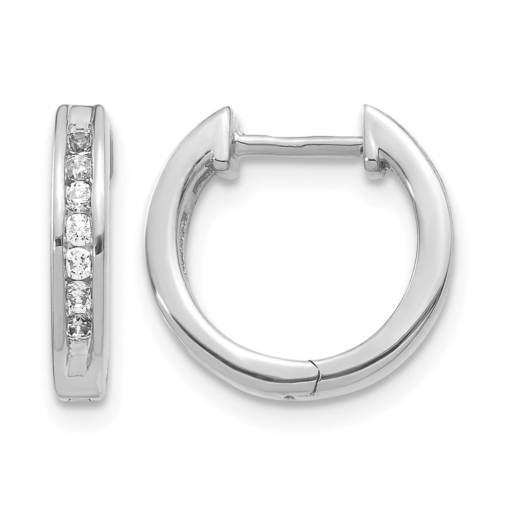 10K White Gold Diamond Hinged Hoop Earrings
