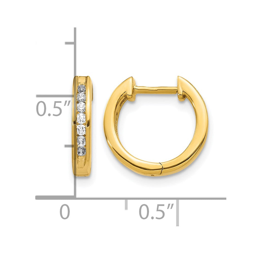 10K Yellow Gold Diamond Hinged Hoop Earrings
