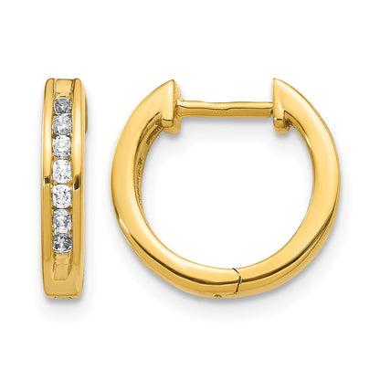 10K Yellow Gold Diamond Hinged Hoop Earrings